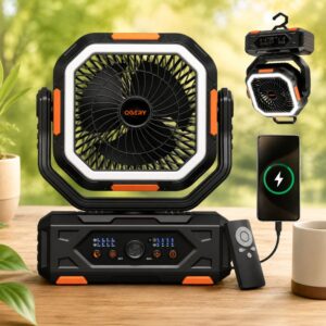 Ventilador Portátil Recargable OGERY (30000mAh) con Linterna y Power Bank